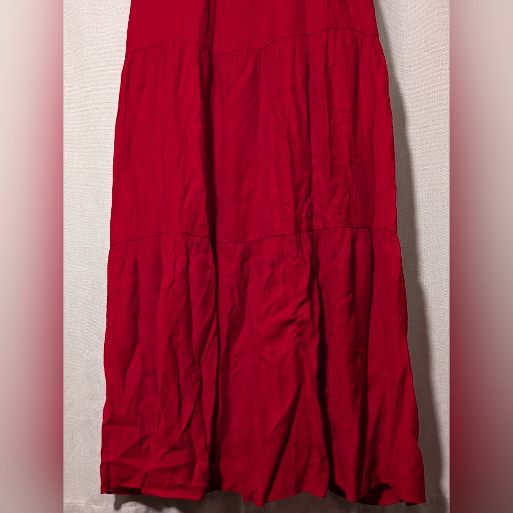 🌷Like New Chelsea28 Elegant Red Tiered Maxi Dress, Size XL - Picture 10 of 15